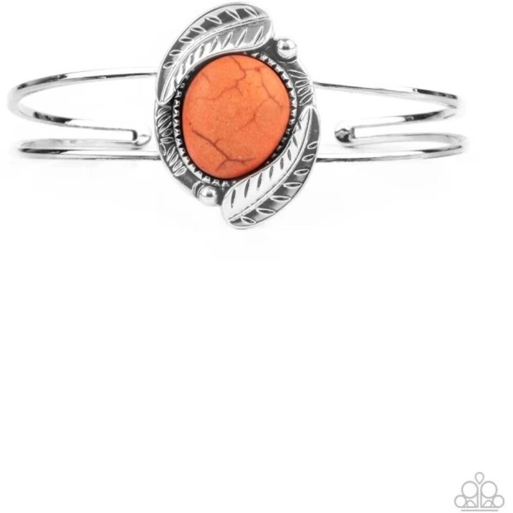 Paparazzi Living Off the Bandlands Orange Stone Cuff Bracelet